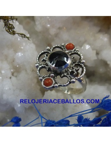 Sortija de Plata con Filigrana y Azabache B-40