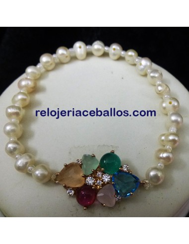 Pulsera de perla irregular y piedra natural 3P