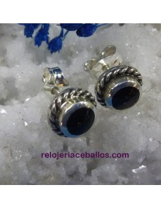 Pendientes plata y cabujón de azabache 620-174