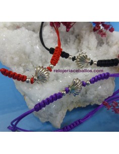 Pulsera con Vieira de plata y macramé VPM
