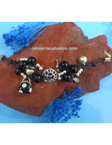 Pulsera combinada con Azabache y abalorios P99