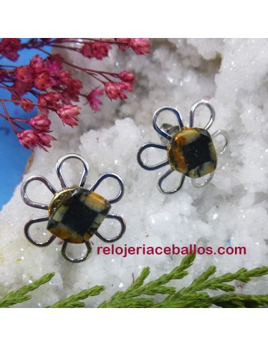 Pendientes con Flor y Quiastolita ACQ