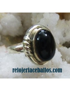 Sortija de plata con Azabache A-17