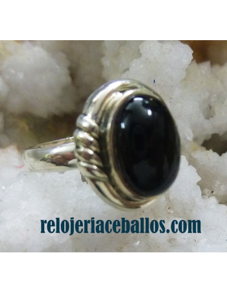 Sortija de plata con Azabache A-17