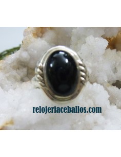 Sortija de plata con Azabache A-17 2