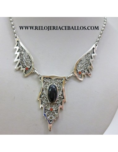 Azabache Gargantilla  de plata ref C-6