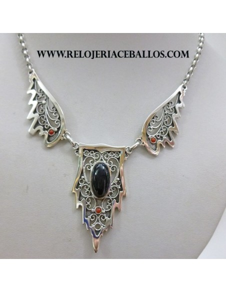 Azabache Gargantilla  de plata ref C-6