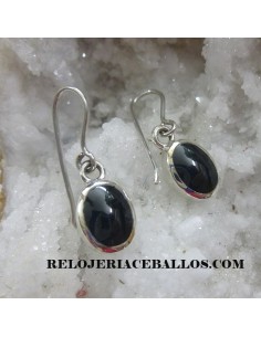Pendiente de plata con cabujón de Azabache F21