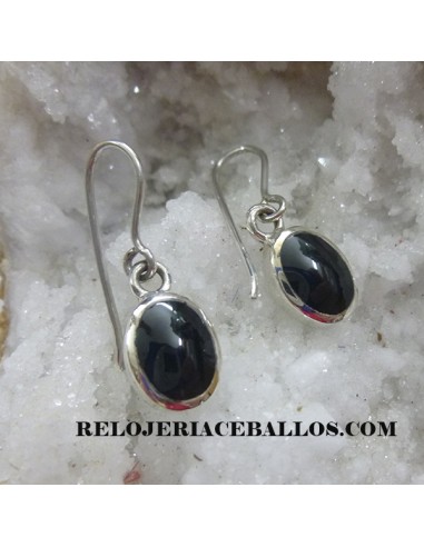 Pendiente de plata con cabujón de Azabache F21