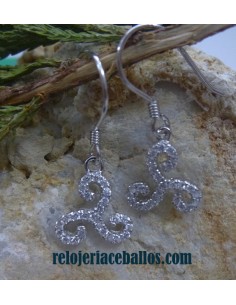 Pendiente Triskel de Plata y Circonita 127-0070