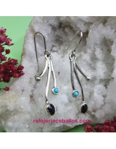 Pendiente combinado de Azabache y Turquesa AZT