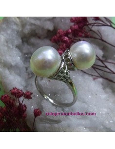 Anillo Tú y Yo de plata con perla 643-39