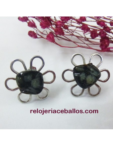 Pendientes con Flor y Quiastolita ACQ