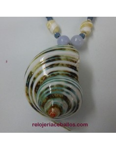 Collar artesano con Caracola y Coral azul CRC 2