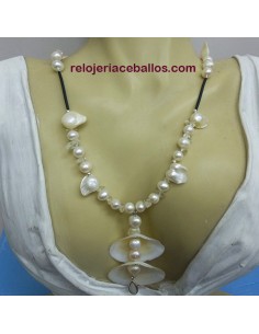 Collar versátil artesano con perlas y concha JDP