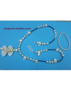 Collar versátil artesano con perlas y concha JDP 2