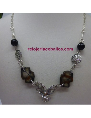 Gargantilla artesana con Quiastolitas y plata G7Q