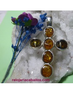 Cruz de plata con ámbar AMB28