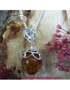 BL14 Bellota de Ámbar en colgante de plata
