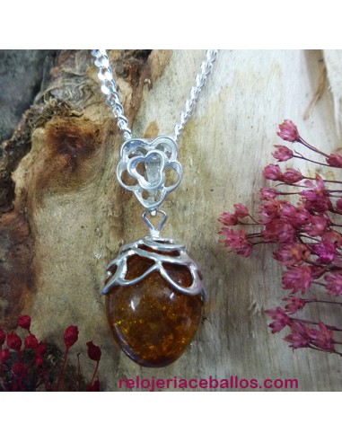 BL14 Bellota de Ámbar en colgante de plata