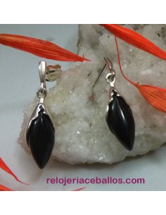 P35A Pendientes con lágrima de azabache