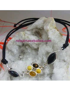 Pulsera ajustable con Azabache y Ámbar LP2
