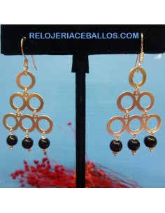 Pendiente de plata con argollas y Azabache 3AR