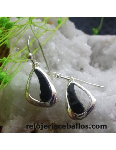 Pendiente de Azabache y plata moderno T13413