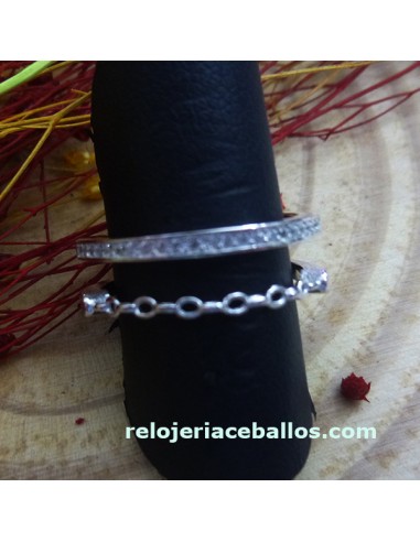 Anillo Combinado de plata y pedrería 641-166