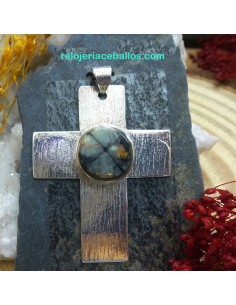 CRXL Cruz de plata con Piedra Quiastolita