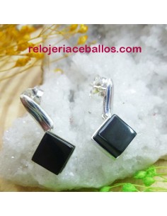 Pendiente cuadrado de Azabache móvil T199110