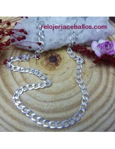 372-0138 Cadena Barbada plata 3x1 de 50 cm.