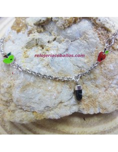 PMZ Pulsera infantil con manzanas esmaltadas