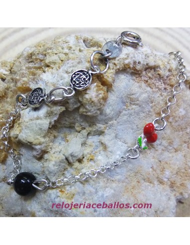 Pulsera de Niña en plata con cerezas esmaltadas PCR