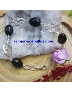 Pulsera con Azabache y jaulas de plata PJ1