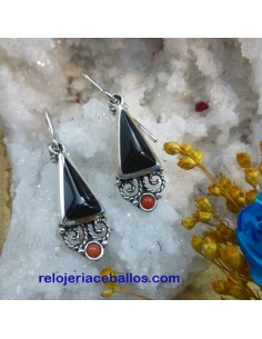 pendiente de azabache y plata  F140 2