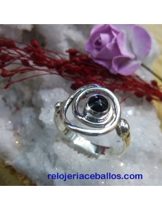 Anillo Celta con Espiral y Azabache A27
