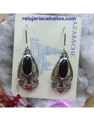 F-44 Pendientes artesanos con Filigrana y Azabache