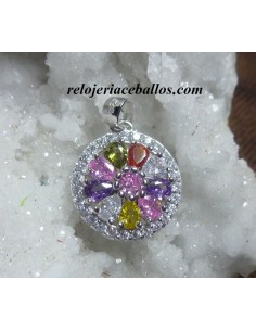 Colgante de plata con pedrería multicolor CES28