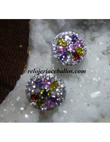 Pendientes de plata con pedrería multicolor PES28