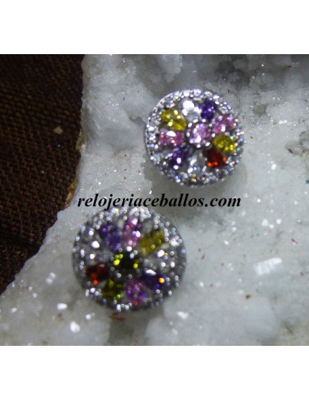 Pendientes de plata con pedrería multicolor PES28