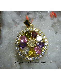 CP3 Colgante de plata chapado con piedras multicolor