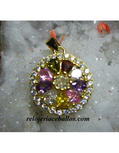 CP3 Colgante de plata chapado con piedras multicolor