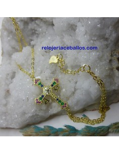 Pulsera asturiana con Cruz de la Victoria de pedrería