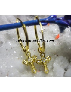 Arete de plata chapado con Cruz de la Victoria AE37