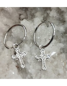 Arete de plata chapado con Cruz de la Victoria AE37 2