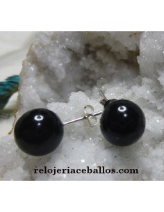 VAL10 Pendientes de Bola de Azabache de 10 mm