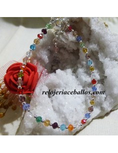 Pulsera multicolor de plata con cadena 665-22