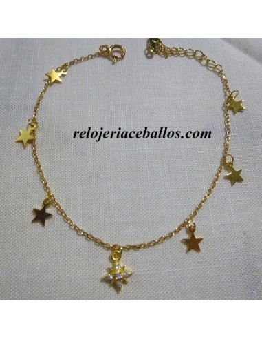 Pulsera fina chapada con Estrellitas 7038