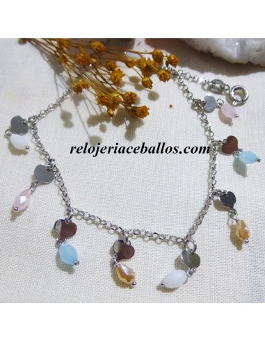 Pulsera de plata con chacras  P77